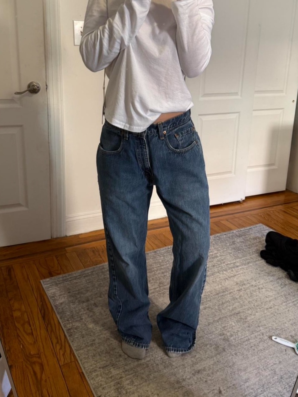 Aligrace Levi’s Custom Jeans Denim blue vintage thrifted dark wash reworked